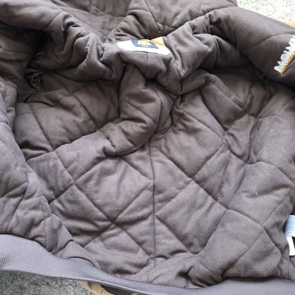 Berne Jacket Mens XL Brown Full Zip Front Pocket Winter Insulated Hooded Logo - Picture 6 of 7